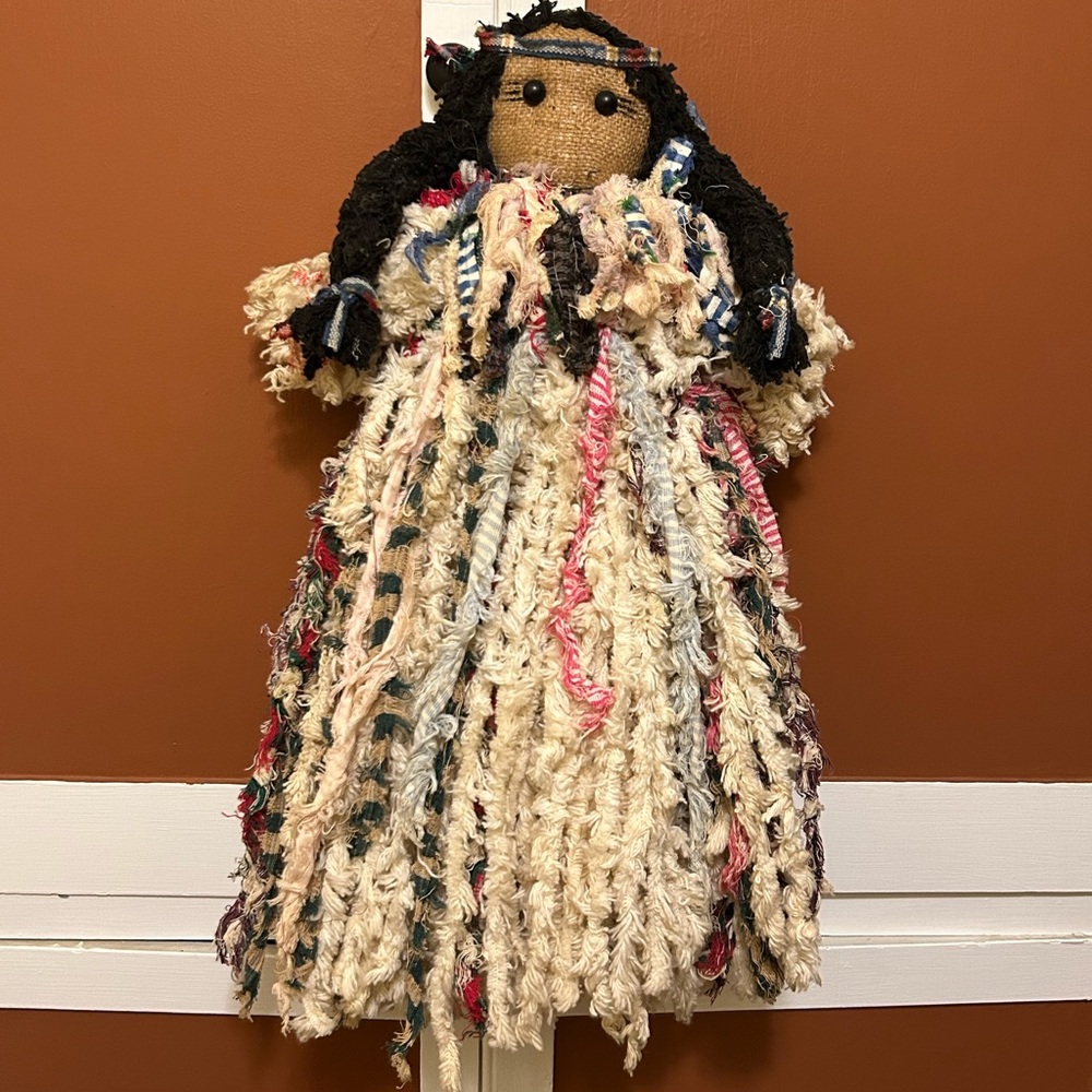 Native American Handmade Rag Doll, Crafted from Cloth, Vintage, Artsy